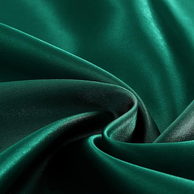 Homiest Blackish Green Satin Fitted Sheet King Size, Deep Pocket, Luxury & - Image 4