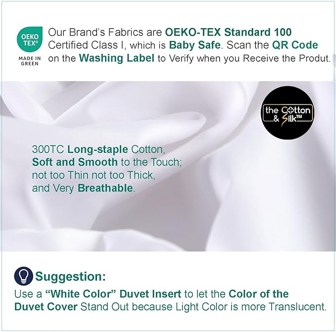 THE COTTON & SILK® 100% Luxury Long-Staple Cotton Duvet Cover - Image 7