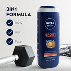 NIVEA Men Sport Body Wash with Revitalizing Minerals, Tangerine and Pepper Scent - Image 3