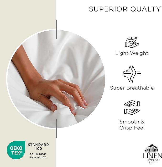 Linen Home 100% Cotton Percale Weave Fitted Sheet, Full Size, 1 Deep Pocket - Image 5