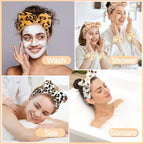 CAVETEE Spa Headband and Wristband Set, Spa & Makeup Fluffy Bow Headband - Image 3