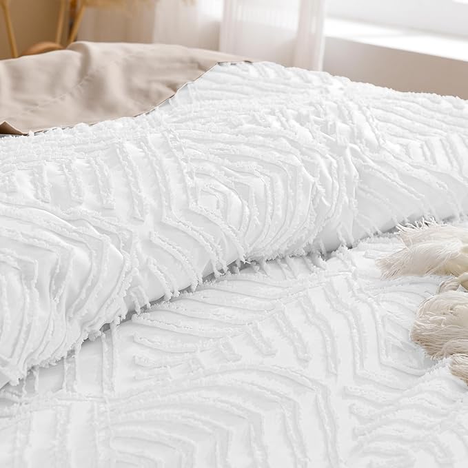 Andency White Comforter Full Size, 3 Pieces Boho Lightweight Fluffy Bedding - Image 5