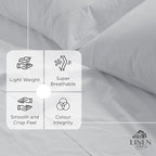 Linen Home 100% Cotton Percale Weave Fitted Sheet, Queen Size, Dove Grey - Image 2