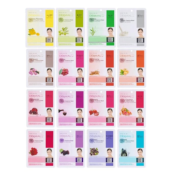 DERMAL Collagen Essence Sheet Mask 16 Combo Pack by DERMAL