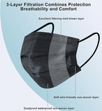 akgk 50Pcs Disposable Face Masks, 3 Ply Disposable Masks - Image 3