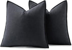 MIULEE Decorative Linen Euro Sham Pillow Covers 24x24 Dark Gray ​Boho - Image 6