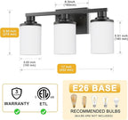 L LOHAS LED Black Bathroom Light Fixtures, 3-Light Vanity Light Over Mirror - Image 3