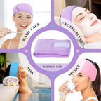 Whaline Spa Facial Headband Make Up Wrap Head Terry Cloth Headband Adjustable - Image 7