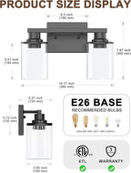 L LOHAS LED 2-Light Black Bathroom Light Fixtures, Modern Lighting Fixtures - Image 5