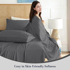 Queen Sheet Set 4 Pieces, Wrinkle Free, Oeko-Tex Certified Bedsheets，Dark Grey - Image 2