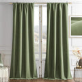 Joydeco Coconut Green Velvet Curtains 108 Inches 2 Panels, Luxury Thermal by JOYDECO