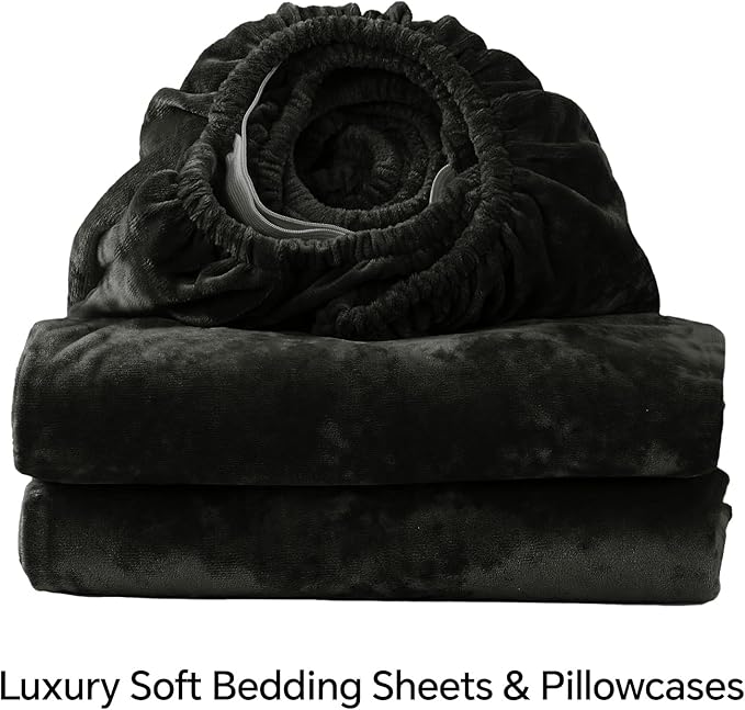 BEDELITE Velvet Fitted Sheet and Pillowcase Set, Luxury Soft Fuzzy Bottom Sheet - Image 8