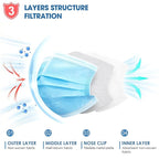 NNPCBT Blue Disposable Face Masks 100 Pack, 3-Ply Breathable Mask - Image 2