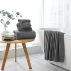 Grey Hand Towels Set 2 Pack-16“x31”, Ultra Soft Microfibers Bathroom Towel Set - Image 4
