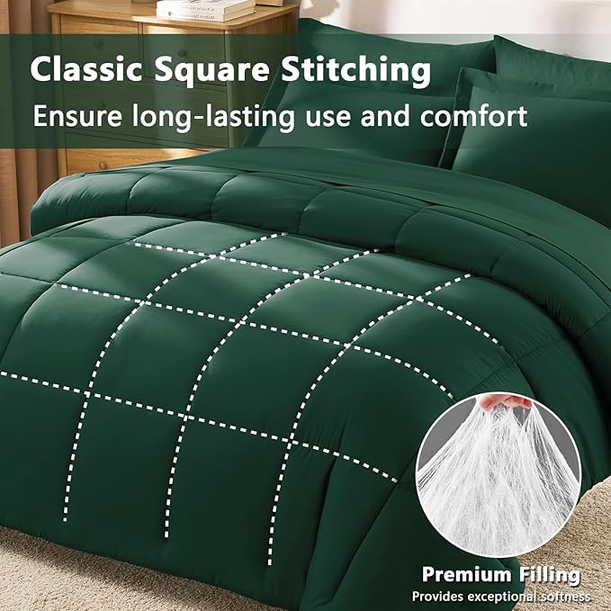 CozyLux Twin XL Comforter Set Emerald Green - Image 4