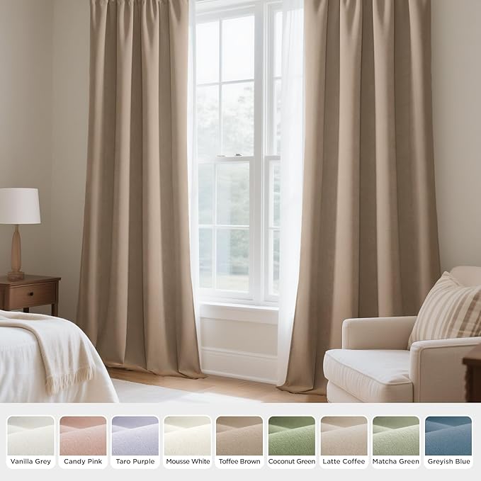 Joydeco Toffee Brown Velvet Curtains 108 Inches 2 Panels, Luxury Thermal - Image 7