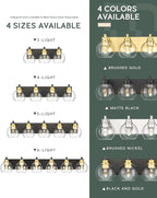 Bathroom Light Fixtures, 6-Light Black and Gold Bathroom Vanity Light, 38 Inch - Image 6