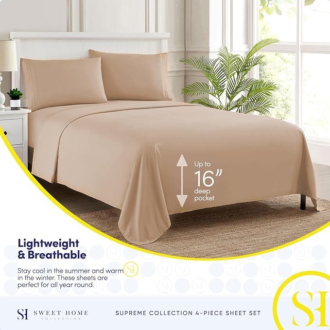 Twin Sheets - Breathable Luxury Sheets - 1800 Supreme Collection Extra Soft - Image 3