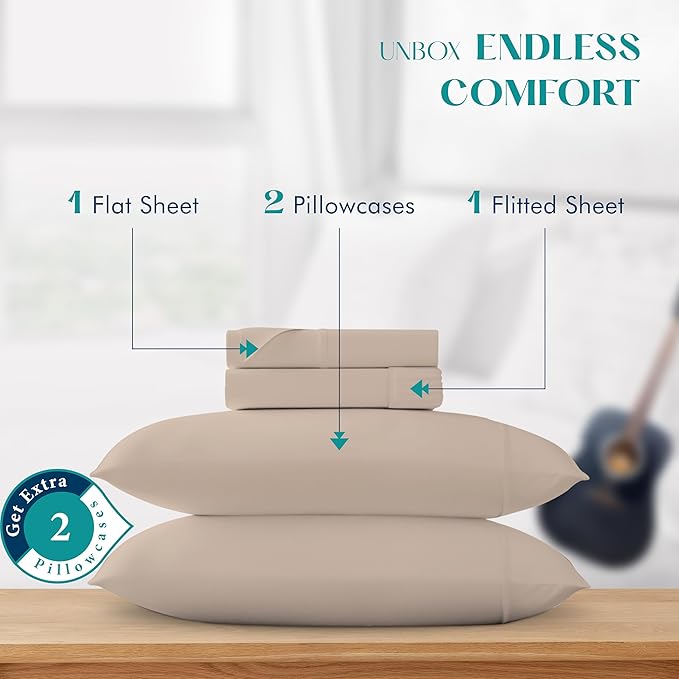 XOOX Linen Egyptian Cotton Sheets King Size - Image 3