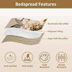 WONGS BEDDING Floral Quilt Set Khaki King, 3 Pieces Botanical Quilted Printed - Image 6