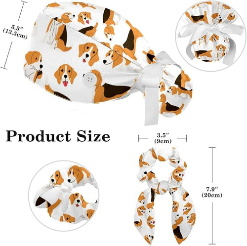 Adjustable Brown Dachshund Dog Blue Surgical Scrub Cap - Image 2