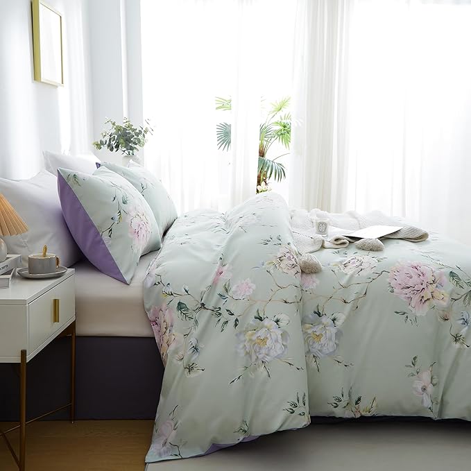 BOLINLIVING Floral Duvet Cover Full Size 3 Pieces, Flower Duvet Cover - Image 3