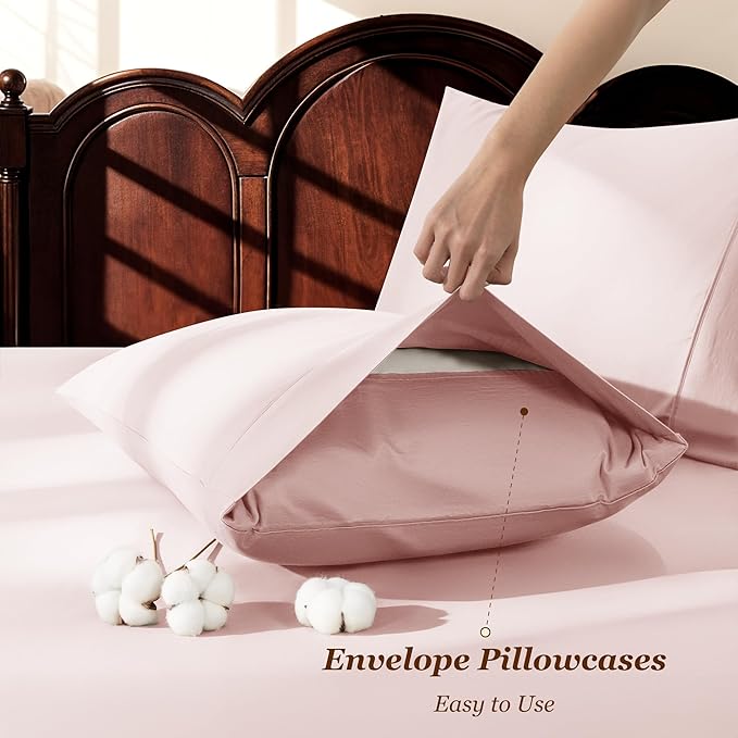 LBRO2M 100% Cotton Sheets Set Deep Pocket 19", 1000 Thread Count California - Image 6