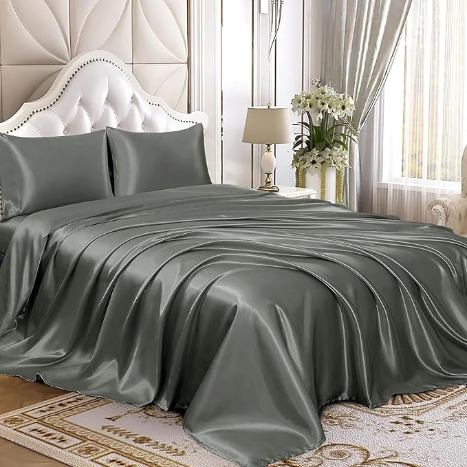 Homiest Luxury Dark Grey Satin Top Sheet - Image 4