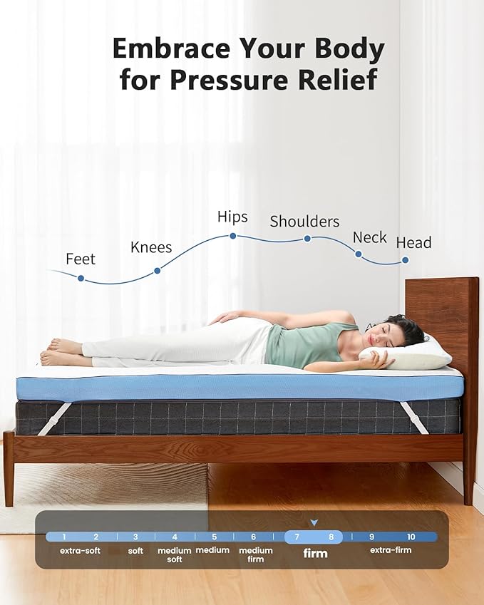 PERLECARE 3 Inch Firm Mattress Topper Queen, Cooling Gel-Infused & Bamboo - Image 3