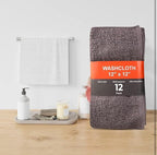 KAHAF COLLECTION 12 Pack Washcloths | Multicolour 100% Cotton Extra Absorbent - Image 2