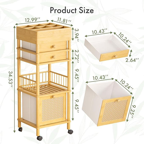 Amazer Bamboo Makeup Organizer Cart - Image 2