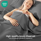 ROSE&RISY Dark Grey King Sheet Set, 4 Pieces Soft Bedding King Sheet Set - Image 2