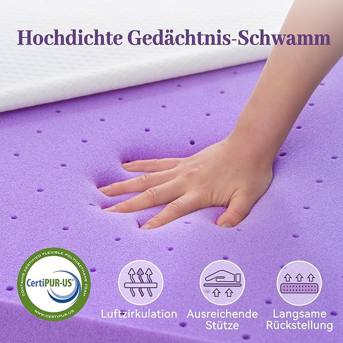 SINWEEK 3 Inch Gel Memory Foam Mattress Topper Full Size, Ventilated High - Image 5