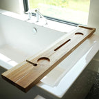EcoDecors Eleganto 42" Live Edge Solid Teak Bath Caddy Tray - Image 6