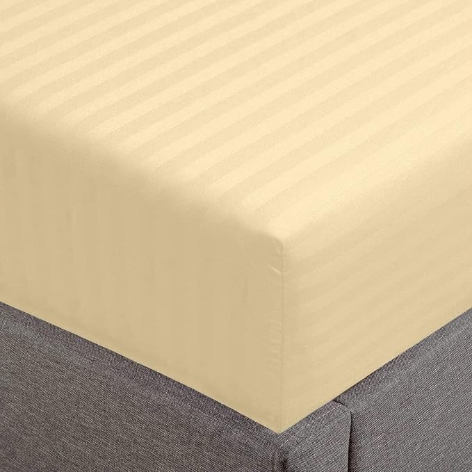Feather & Stitch 1 Piece Fitted Sheet Full Size, 100% Cotton Damask Sateen Weave by FEATHERSTITCHNEWYORK