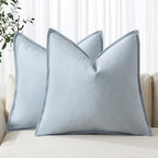 MIULEE Decorative Linen Euro Sham Pillow Covers 24x24 Light Blue ​Boho by MIULEE