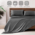 MR&HM Satin Bed Sheets, Full Size Sheets Set - Image 5