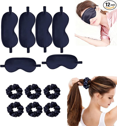 12Pcs Silk Sleep Masks Satin Eye Mask Silky Eyes Cover Blindfold Eyeshade Hair by WJingYiJia