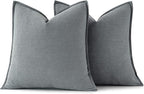 MIULEE Decorative Linen Pillow Covers 18x18 Inch Gray ​Boho Farmhouse​ ​Neutral - Image 6
