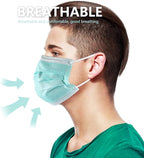 akgk Disposable Face Masks 100Pcs, 3 Layer Protective Face Mask Green Face Masks - Image 5