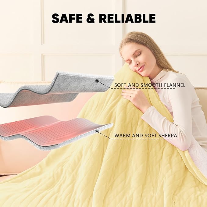 greenoak Heated Blanket Electric Queen Size 84"X90" Dual Control, Heating - Image 6
