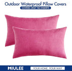 MIULEE Pack of 2 Decorative Outdoor Solid Waterproof Throw Pillow Covers Faux - Image 6