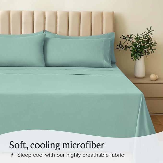 LuxClub 4 PC Full Sheet Set, Deep Pockets Wrinkle Free Cooling Bed Sheets Hotel - Image 3