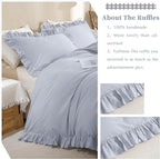 QSH Ruffle Duvet Cover Queen Size Washed Cotton - Image 3