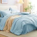 CozyLux King Size Comforter Set Light Blue, 7 Pieces Bed in a Bag King - Image 7