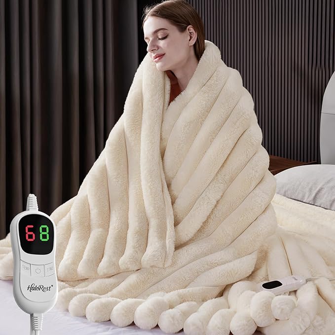Heated Blanket Full Size, Faux Fur Cozy Heating Blanket by Unknown