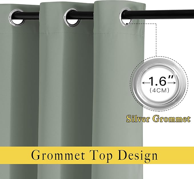NICETOWN 66 inch Sage Green Curtains - Image 2