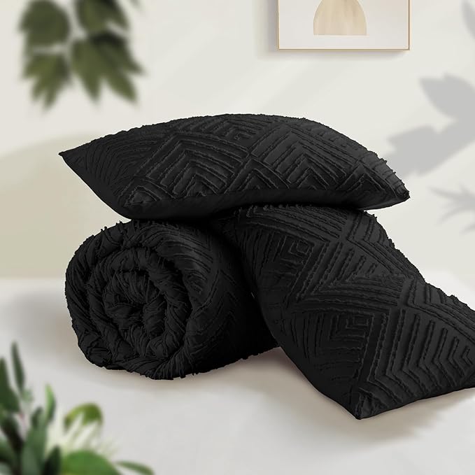 Andency Oversized King Comforter 128''x120'', 3 Pieces Black Boho Bedding Set & - Image 3