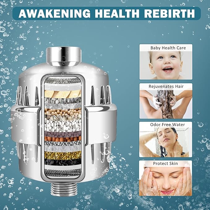 FEELSO 18 Stage Shower Filter, Upgraded High Output Universal Shower Head Water - Image 3