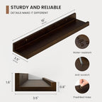 Fun Memories Picture Ledge Shelf, Solid Pine Wood Floating Shelves Set of 4 - Image 3